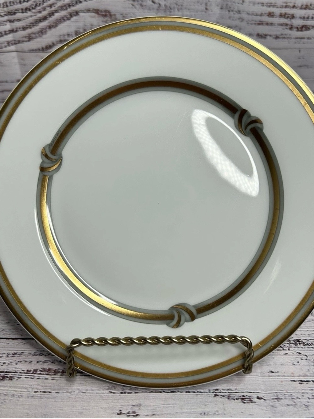 READ Christofle France Ruban 7.5” Gold Ribbon Plate